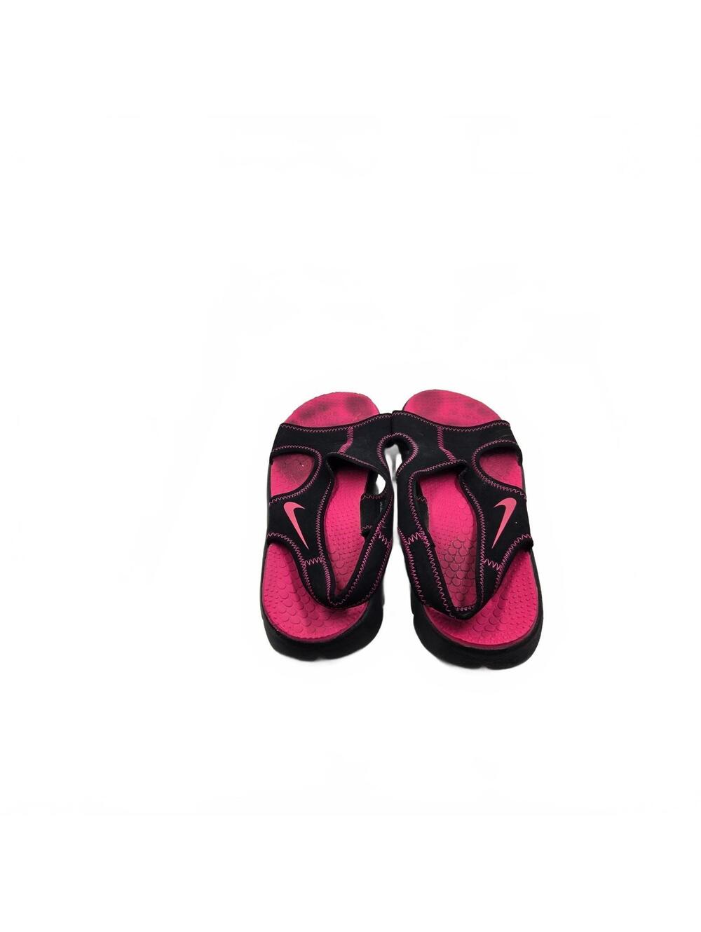 Nike Ultra Comfort Black Hot Pink Strappy Athletic Sandals Women's Size 6Y